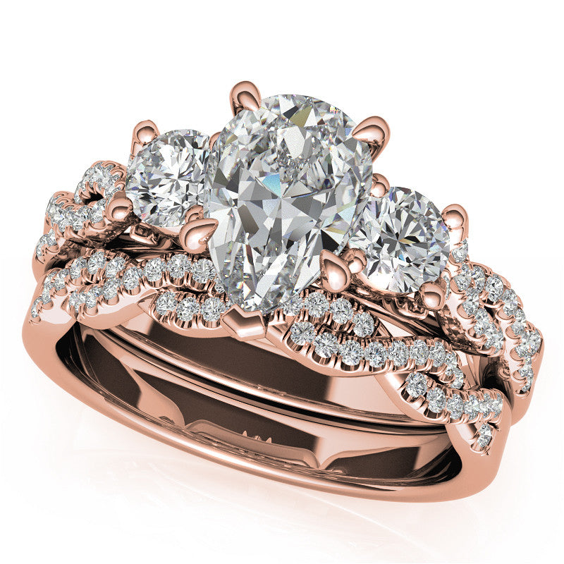Three-Stone Pear Moissanite Engagement Ring