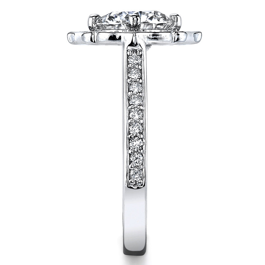 Round Brilliant Moissanite Engagement Ring with Floral Style Halo