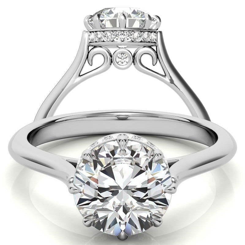 8-Prong Cathedral Collar Round Brilliant Engagement Ring