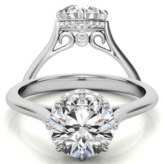 8-Prong Cathedral Collar Round Brilliant Engagement Ring