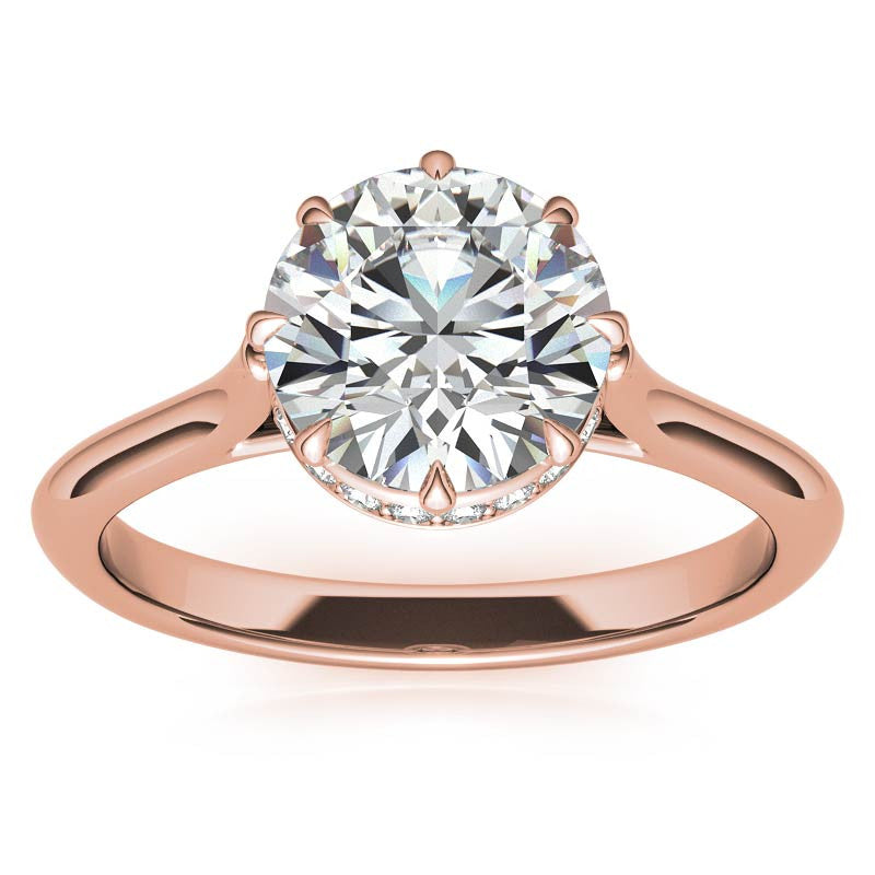 8-Prong Cathedral Collar Round Brilliant Engagement Ring