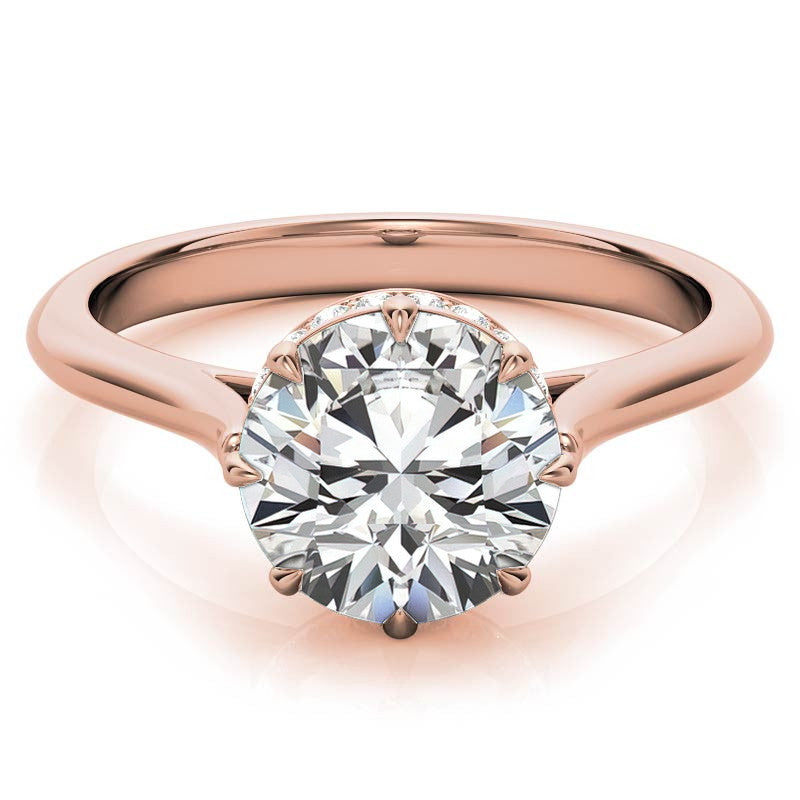8-Prong Cathedral Collar Round Brilliant Engagement Ring