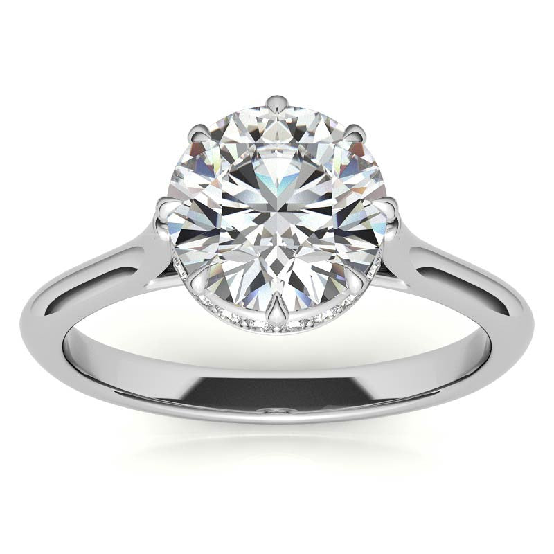 8-Prong Cathedral Collar Round Brilliant Engagement Ring