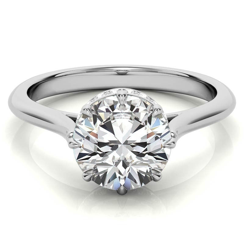 8-Prong Cathedral Collar Round Brilliant Engagement Ring
