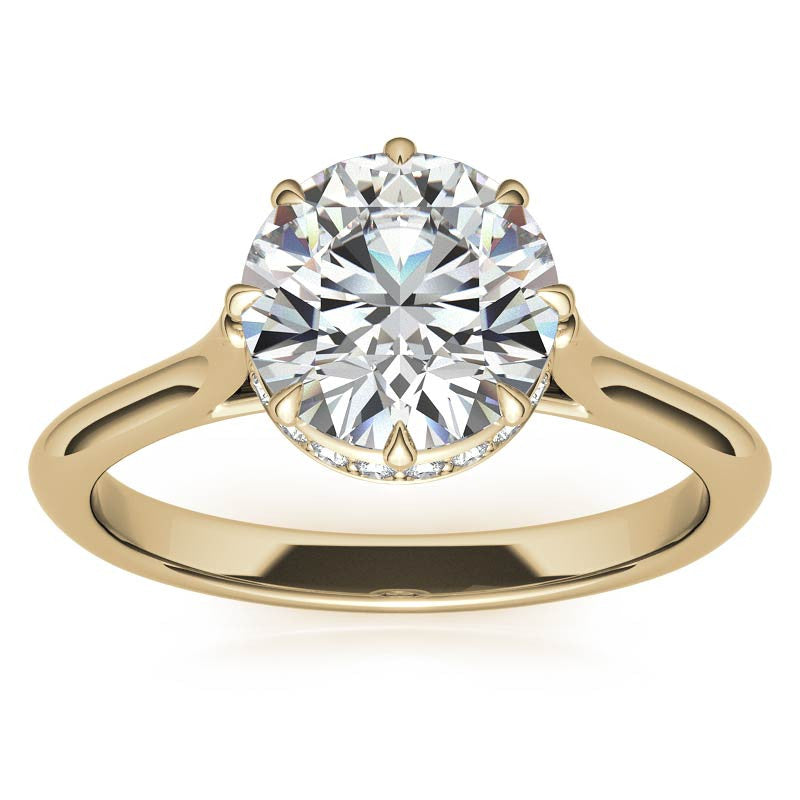 8-Prong Cathedral Collar Round Brilliant Engagement Ring