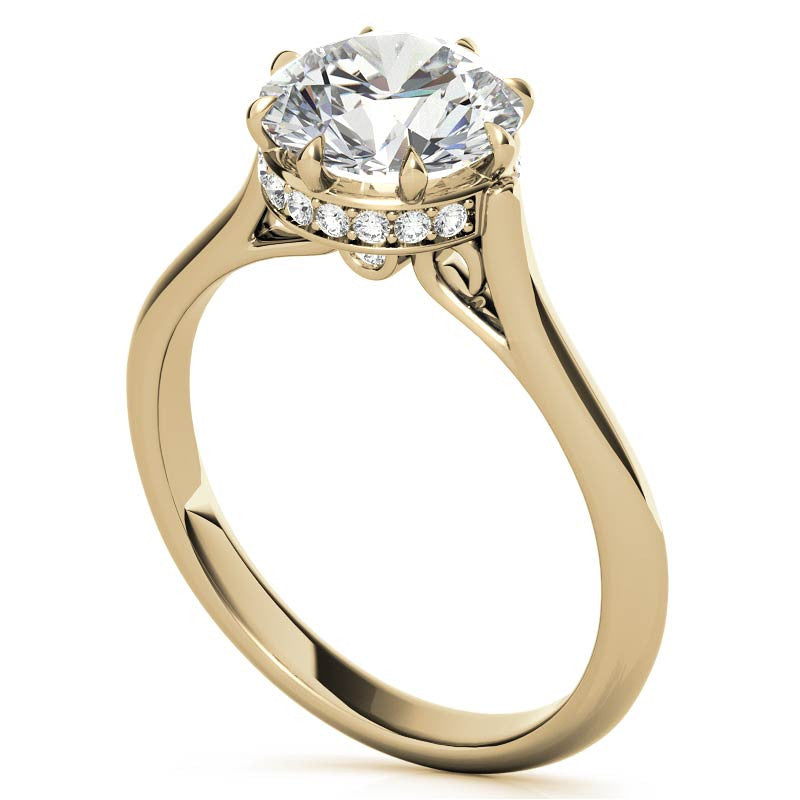 8-Prong Cathedral Collar Round Brilliant Engagement Ring