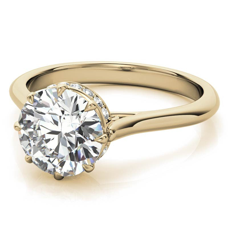 8-Prong Cathedral Collar Round Brilliant Engagement Ring