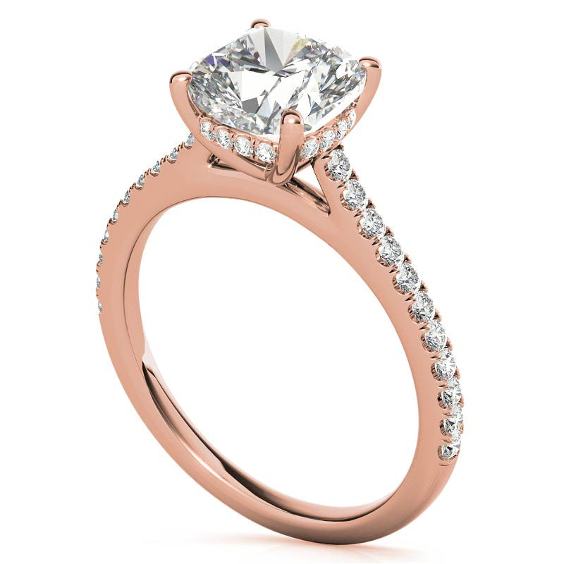 Cathedral & Collar Cushion Moissanite Engagement Ring