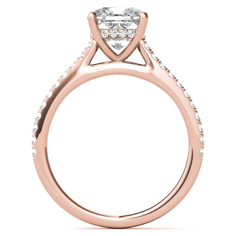 Cathedral & Collar Cushion Moissanite Engagement Ring