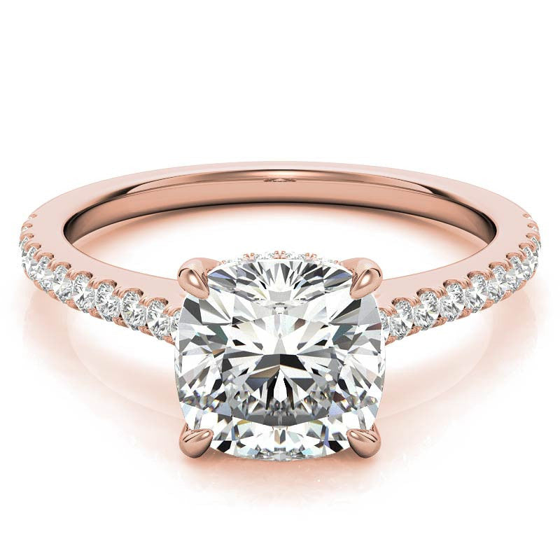 Cathedral & Collar Cushion Moissanite Engagement Ring
