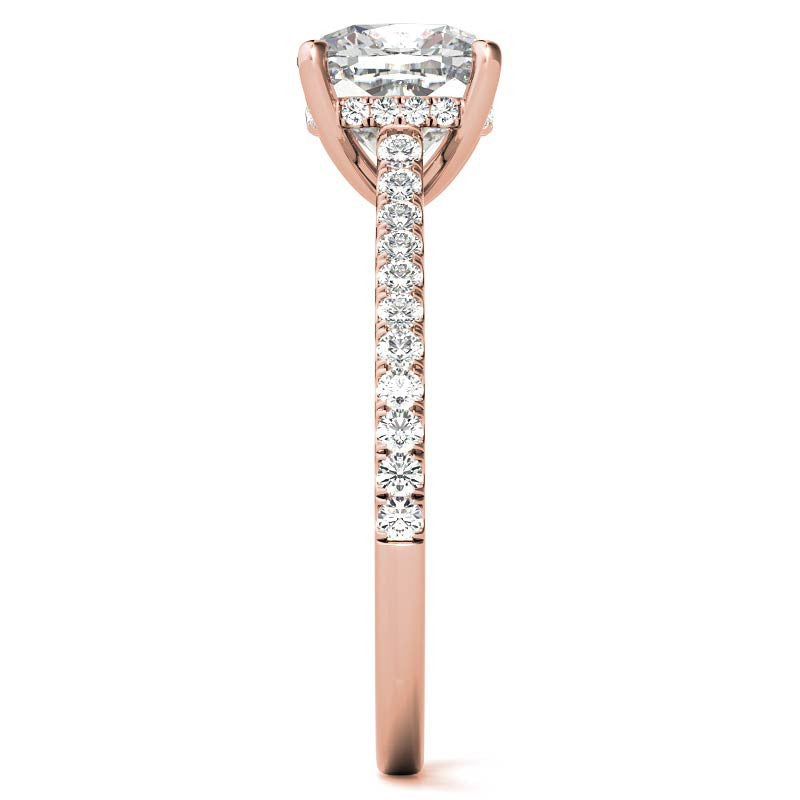 Cathedral & Collar Cushion Moissanite Engagement Ring