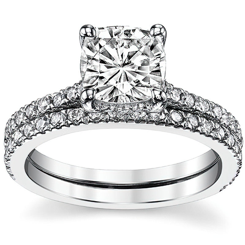Cathedral & Collar Cushion Moissanite Engagement Ring