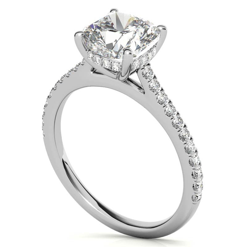 Cathedral & Collar Cushion Moissanite Engagement Ring