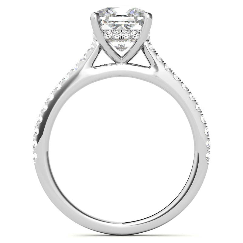 Cathedral & Collar Cushion Moissanite Engagement Ring
