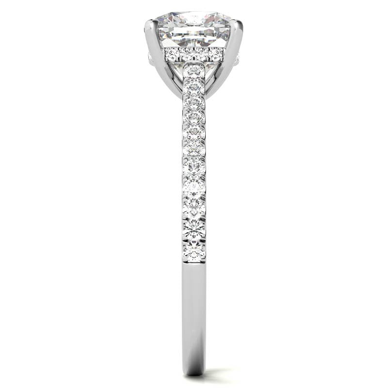 Cathedral & Collar Cushion Moissanite Engagement Ring