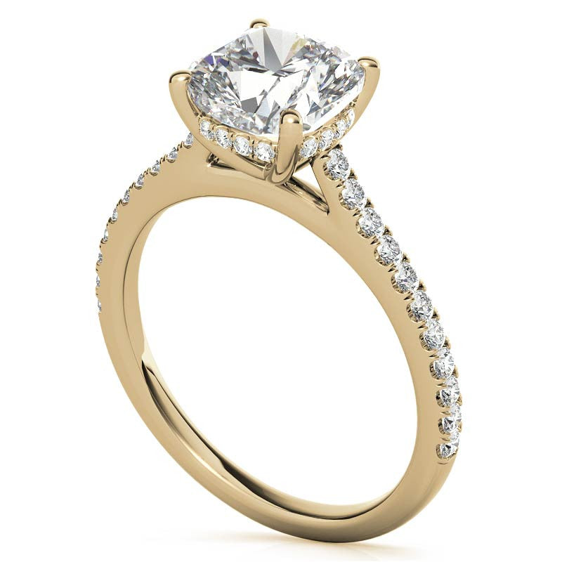 Cathedral & Collar Cushion Moissanite Engagement Ring