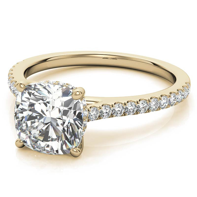 Cathedral & Collar Cushion Moissanite Engagement Ring