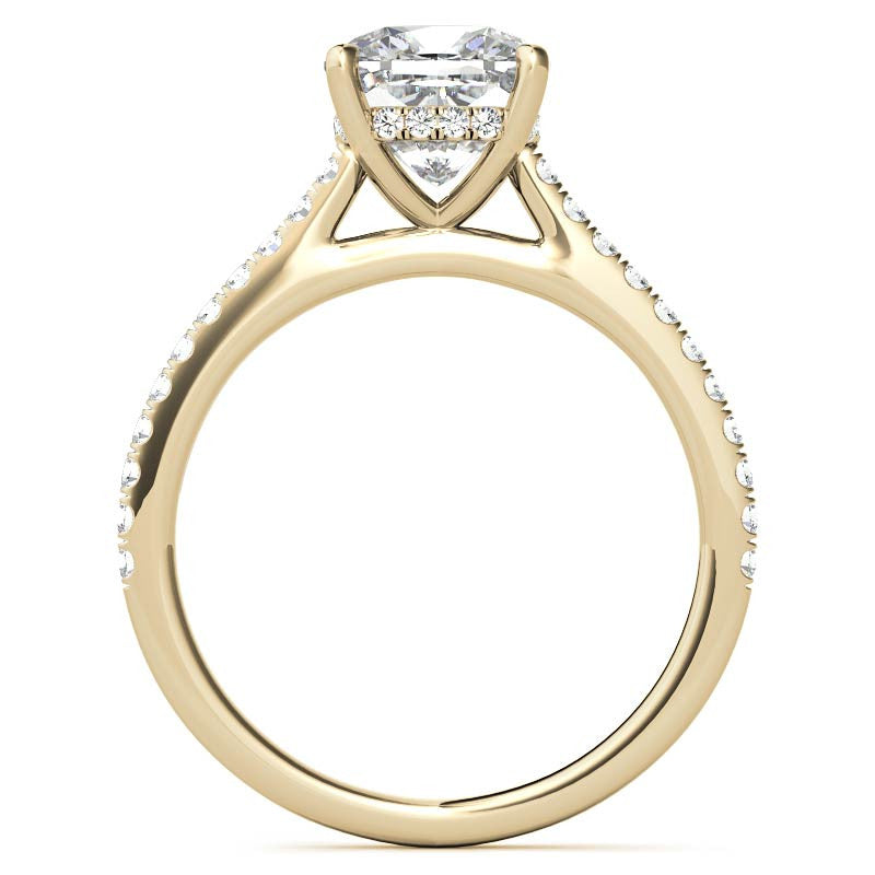Cathedral & Collar Cushion Moissanite Engagement Ring