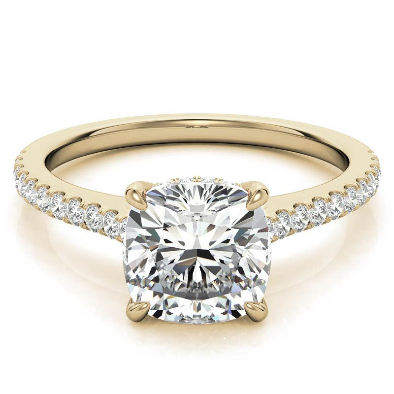 Cathedral & Collar Cushion Moissanite Engagement Ring