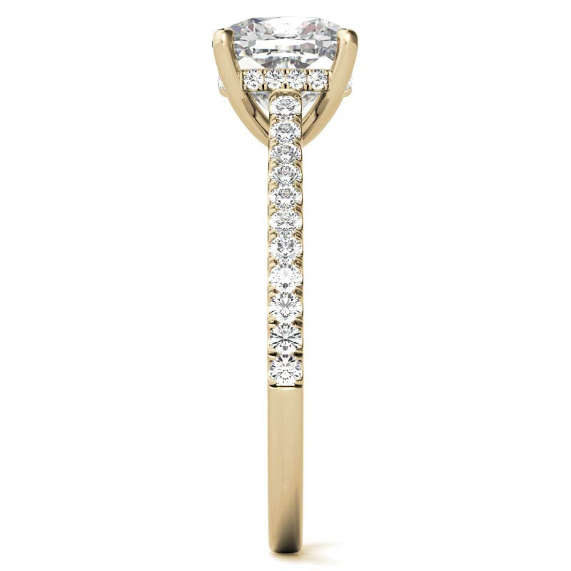 Cathedral & Collar Cushion Moissanite Engagement Ring