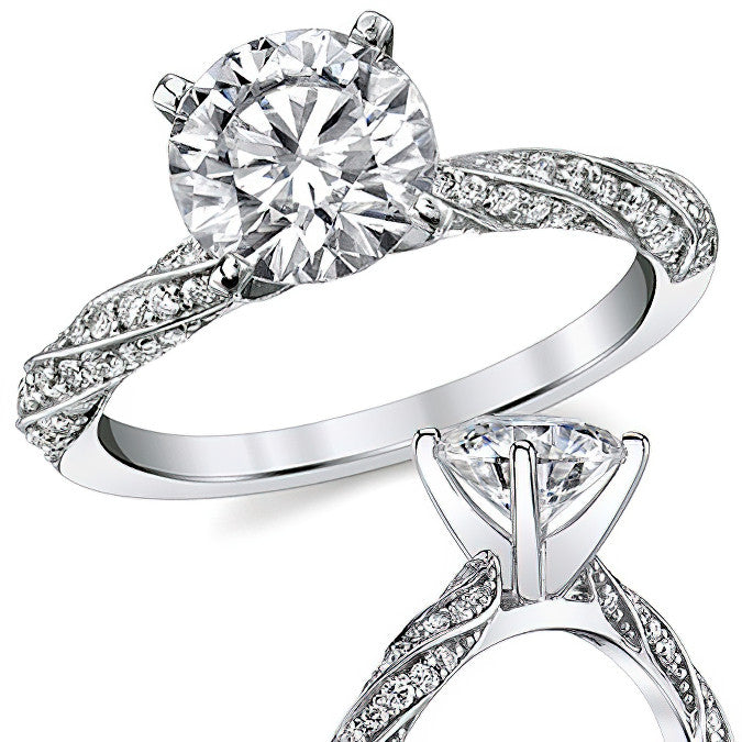 Diamond Twisted Helix Engagement Ring, 0.37ct