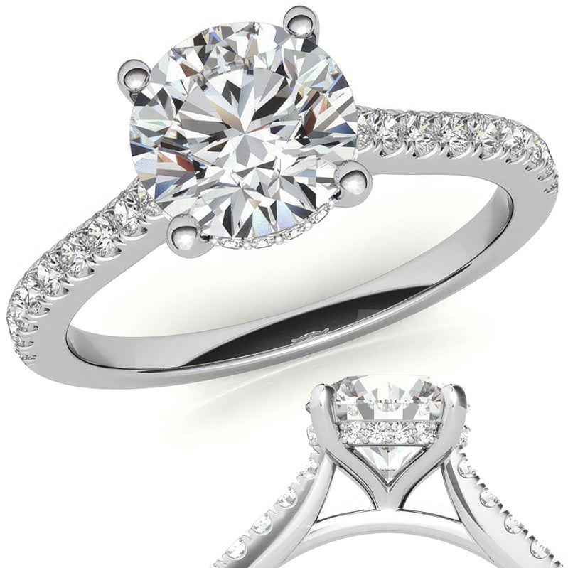 Cathedral & Collar Round Brilliant Moissanite Engagement Ring