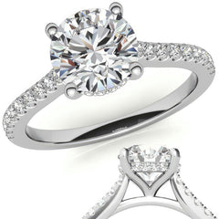 Cathedral & Collar Round Brilliant Moissanite Engagement Ring