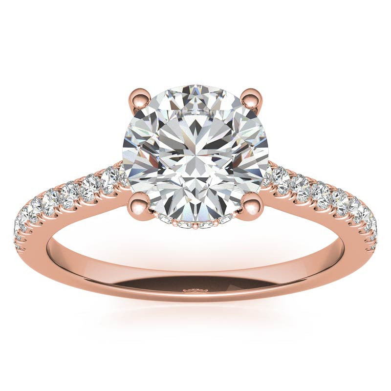 Cathedral & Collar Round Brilliant Moissanite Engagement Ring