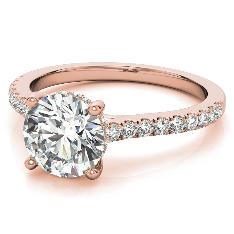 Cathedral & Collar Round Brilliant Moissanite Engagement Ring