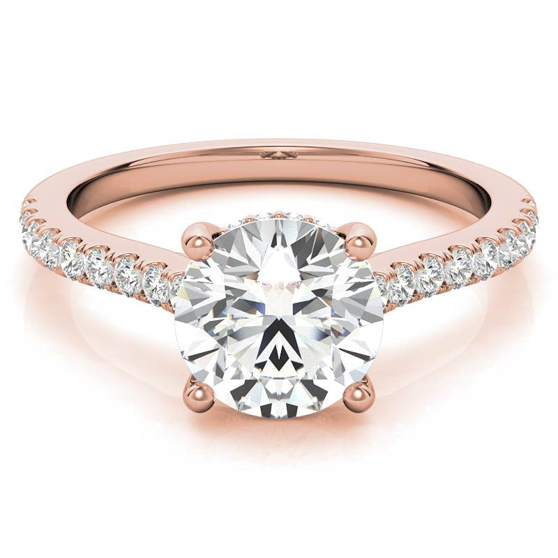 Cathedral & Collar Round Brilliant Moissanite Engagement Ring