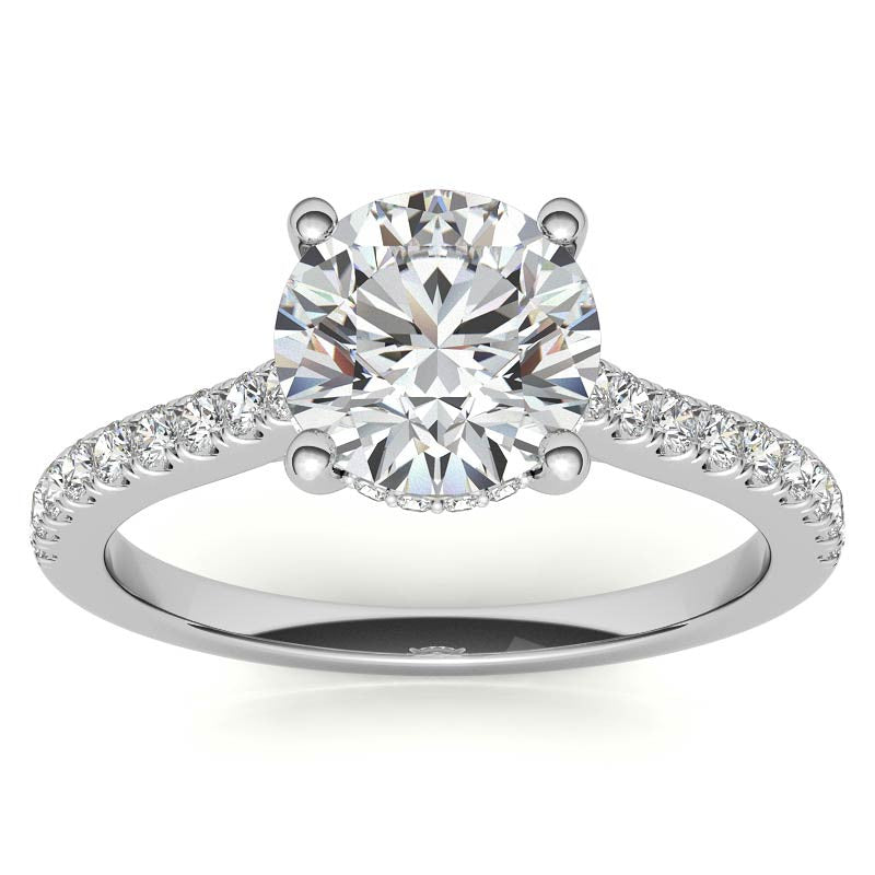 Cathedral & Collar Round Brilliant Moissanite Engagement Ring