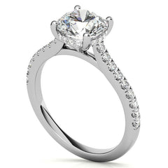 Cathedral & Collar Round Brilliant Moissanite Engagement Ring