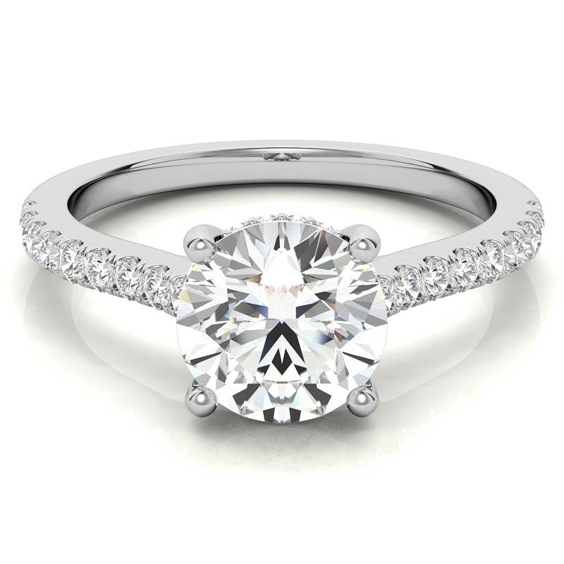 Cathedral & Collar Round Brilliant Moissanite Engagement Ring