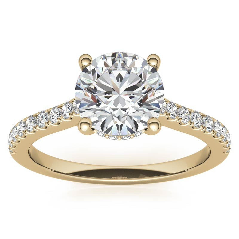 Cathedral & Collar Round Brilliant Moissanite Engagement Ring
