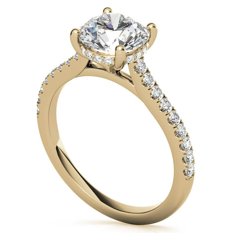 Cathedral & Collar Round Brilliant Moissanite Engagement Ring