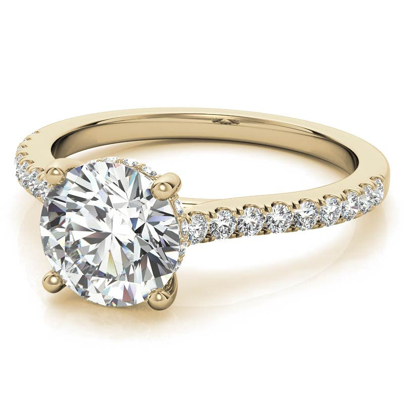 Cathedral & Collar Round Brilliant Moissanite Engagement Ring