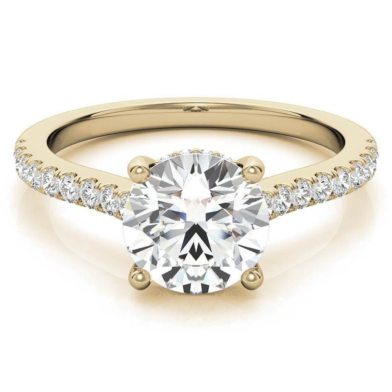 Cathedral & Collar Round Brilliant Moissanite Engagement Ring