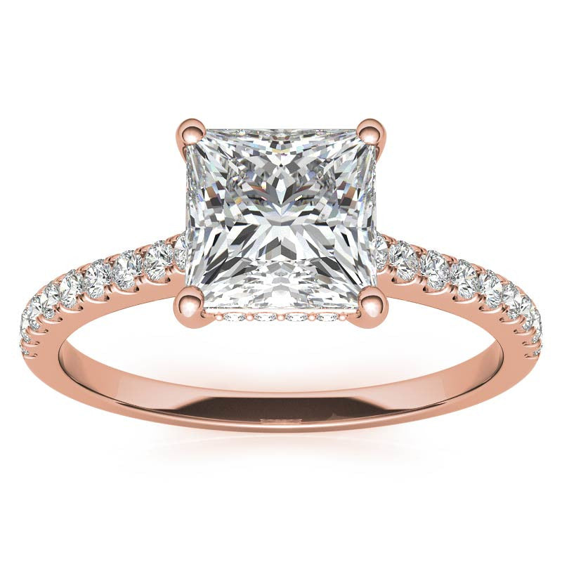 Cathedral & Collar Princess Moissanite Engagement Ring