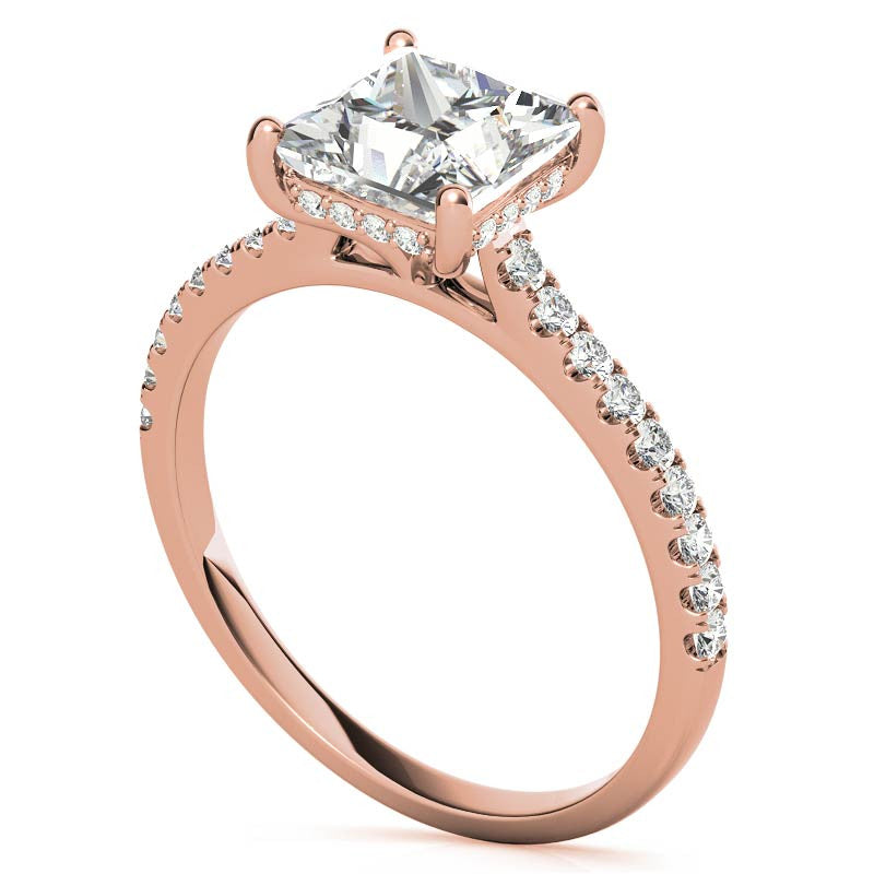 Cathedral & Collar Princess Moissanite Engagement Ring