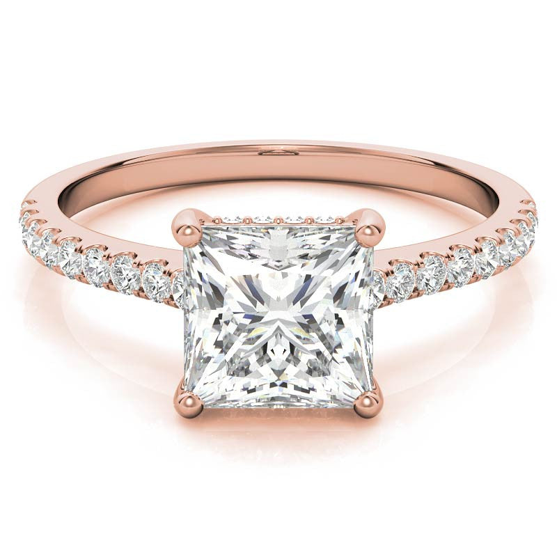 Cathedral & Collar Princess Moissanite Engagement Ring