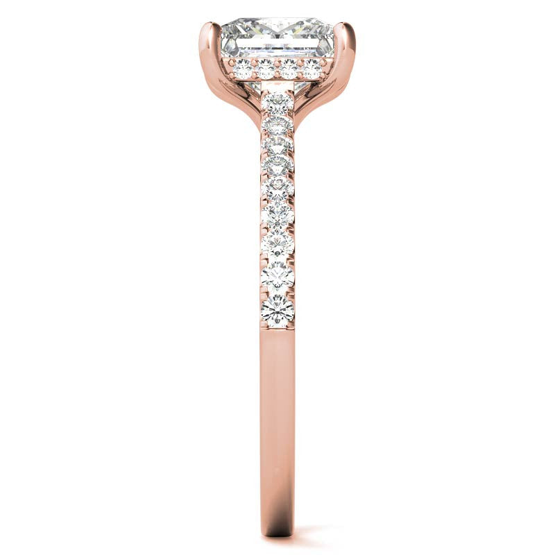 Cathedral & Collar Princess Moissanite Engagement Ring