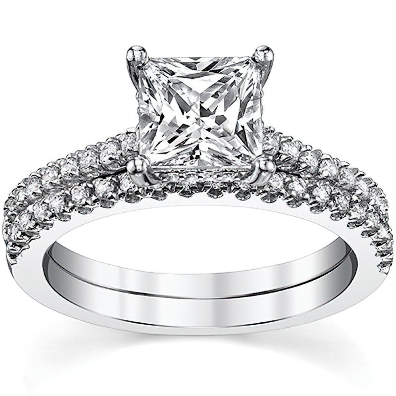 Cathedral & Collar Princess Moissanite Engagement Ring
