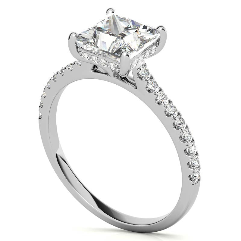Cathedral & Collar Princess Moissanite Engagement Ring
