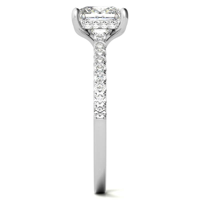 Cathedral & Collar Princess Moissanite Engagement Ring