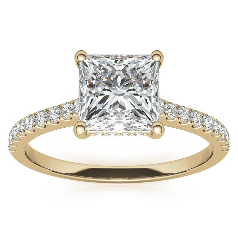 Cathedral & Collar Princess Moissanite Engagement Ring