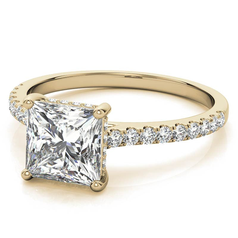 Cathedral & Collar Princess Moissanite Engagement Ring