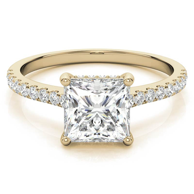 Cathedral & Collar Princess Moissanite Engagement Ring