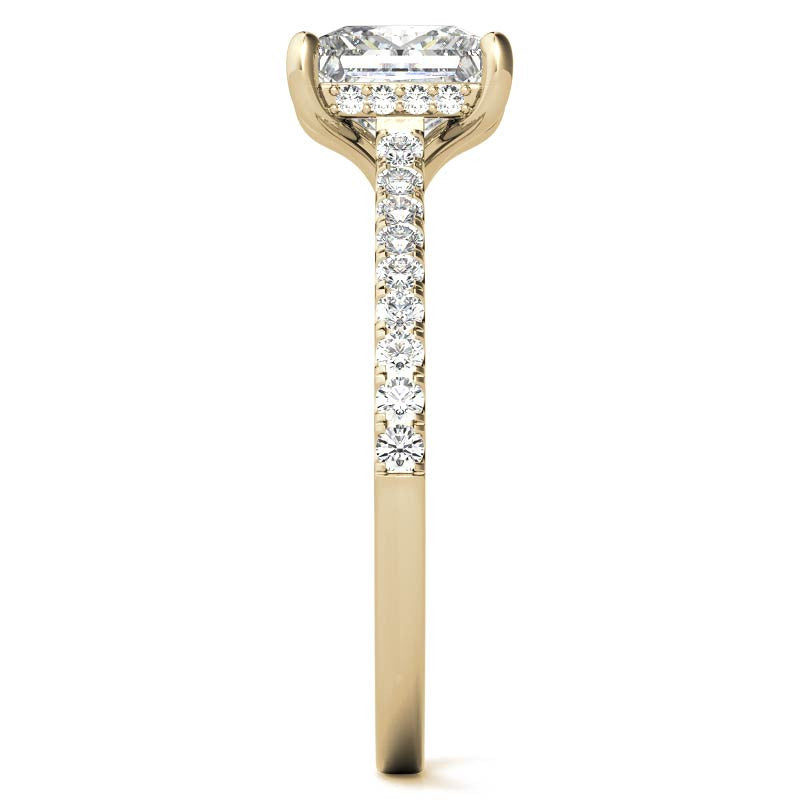 Cathedral & Collar Princess Moissanite Engagement Ring