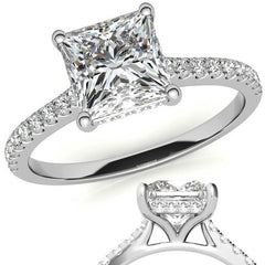 Cathedral & Collar Princess Moissanite Engagement Ring