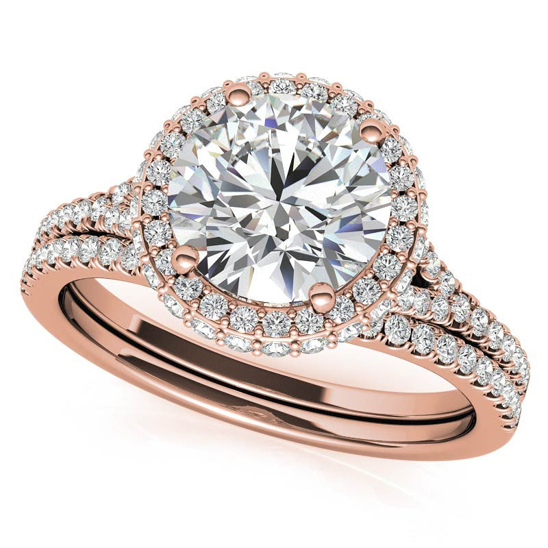 Cathedral Halo & Side Halo Oval Moissanite Engagement Ring
